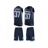 Men's Nike Tennessee Titans #37 Johnathan Cyprien Limited Navy Blue Tank Top Suit NFL Jersey