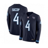 Men's Nike Tennessee Titans #4 Ryan Succop Limited Navy Blue Therma Long Sleeve NFL Jersey