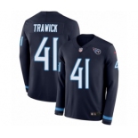 Men's Nike Tennessee Titans #41 Brynden Trawick Limited Navy Blue Therma Long Sleeve NFL Jersey