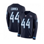 Men's Nike Tennessee Titans #44 Kamalei Correa Limited Navy Blue Therma Long Sleeve NFL Jersey