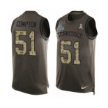 Men's Nike Tennessee Titans #51 Will Compton Limited Green Salute to Service Tank Top NFL Jersey