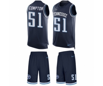 Men's Nike Tennessee Titans #51 Will Compton Limited Navy Blue Tank Top Suit NFL Jersey