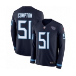 Men's Nike Tennessee Titans #51 Will Compton Limited Navy Blue Therma Long Sleeve NFL Jersey