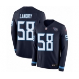 Men's Nike Tennessee Titans #58 Harold Landry Limited Navy Blue Therma Long Sleeve NFL Jersey