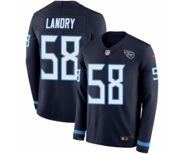 Men's Nike Tennessee Titans #58 Harold Landry Limited Navy Blue Therma Long Sleeve NFL Jersey