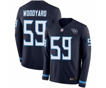 Men's Nike Tennessee Titans #59 Wesley Woodyard Limited Navy Blue Therma Long Sleeve NFL Jersey