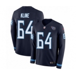 Men's Nike Tennessee Titans #64 Josh Kline Limited Navy Blue Therma Long Sleeve NFL Jersey