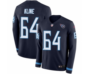 Men's Nike Tennessee Titans #64 Josh Kline Limited Navy Blue Therma Long Sleeve NFL Jersey