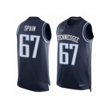 Men's Nike Tennessee Titans #67 Quinton Spain Limited Navy Blue Player Name & Number Tank Top NFL Jersey