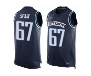 Men's Nike Tennessee Titans #67 Quinton Spain Limited Navy Blue Player Name & Number Tank Top NFL Jersey