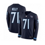 Men's Nike Tennessee Titans #71 Dennis Kelly Limited Navy Blue Therma Long Sleeve NFL Jersey