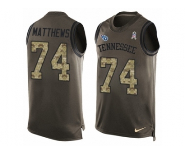 Men's Nike Tennessee Titans #74 Bruce Matthews Limited Green Salute to Service Tank Top NFL Jersey