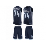 Men's Nike Tennessee Titans #74 Bruce Matthews Limited Navy Blue Tank Top Suit NFL Jersey