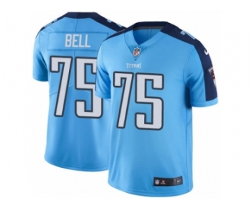 Men's Nike Tennessee Titans #75 Byron Bell Limited Light Blue Rush NFL Jersey