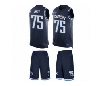 Men's Nike Tennessee Titans #75 Byron Bell Limited Navy Blue Player Name & Number Tank Top Tank Top NFL Jersey