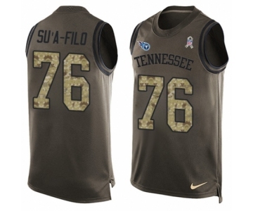 Men's Nike Tennessee Titans #76 Xavier Su'a-Filo Limited Green Salute to Service Tank Top NFL Jersey