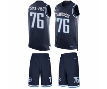 Men's Nike Tennessee Titans #76 Xavier Su'a-Filo Limited Navy Blue Tank Top Suit NFL Jersey