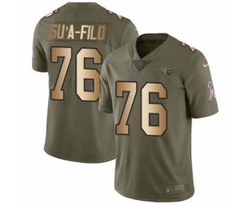 Men's Nike Tennessee Titans #76 Xavier Su'a-Filo Limited Olive Gold 2017 Salute to Service NFL Jersey