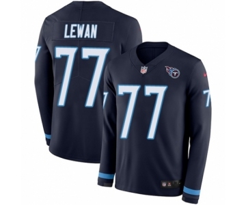 Men's Nike Tennessee Titans #77 Taylor Lewan Limited Navy Blue Therma Long Sleeve NFL Jersey