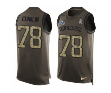 Men's Nike Tennessee Titans #78 Jack Conklin Limited Green Salute to Service Tank Top NFL Jersey