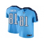 Men's Nike Tennessee Titans #81 Jonnu Smith Limited Light Blue Rush NFL Jersey