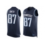 Men's Nike Tennessee Titans #87 Jonnu Smith Limited Navy Blue Player Name & Number Tank Top Tank Top NFL Jersey