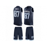 Men's Nike Tennessee Titans #87 Jonnu Smith Limited Navy Blue Tank Top Suit NFL Jersey