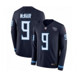 Men's Nike Tennessee Titans #9 Steve McNair Limited Navy Blue Therma Long Sleeve NFL Jersey