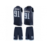 Men's Nike Tennessee Titans #91 Derrick Morgan Limited Navy Blue Tank Top Suit NFL Jersey