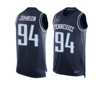 Men's Nike Tennessee Titans #94 Austin Johnson Limited Navy Blue Player Name & Number Tank Top NFL Jersey