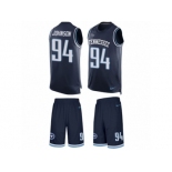 Men's Nike Tennessee Titans #94 Austin Johnson Limited Navy Blue Tank Top Suit NFL Jersey