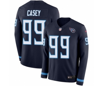 Men's Nike Tennessee Titans #99 Jurrell Casey Limited Navy Blue Therma Long Sleeve NFL Jersey