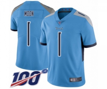 Men's Tennessee Titans #1 Warren Moon Light Blue Alternate Vapor Untouchable Limited Player 100th Season Football Jersey