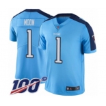 Men's Tennessee Titans #1 Warren Moon Limited Light Blue Rush Vapor Untouchable 100th Season Football Jersey