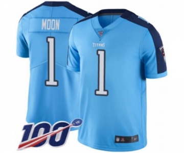 Men's Tennessee Titans #1 Warren Moon Limited Light Blue Rush Vapor Untouchable 100th Season Football Jersey