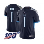 Men's Tennessee Titans #1 Warren Moon Navy Blue Team Color Vapor Untouchable Limited Player 100th Season Football Jersey