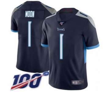 Men's Tennessee Titans #1 Warren Moon Navy Blue Team Color Vapor Untouchable Limited Player 100th Season Football Jersey