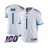 Men's Tennessee Titans #1 Warren Moon White Vapor Untouchable Limited Player 100th Season Football Jersey