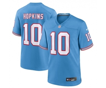 Men's Tennessee Titans #10 DeAndre Hopkins Light Blue Throwback Player Stitched Game Jersey