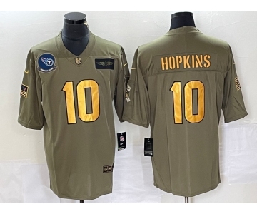 Men's Tennessee Titans #10 DeAndre Hopkins Olive Gold 2019 Salute To Service Stitched Nike Limited Jersey