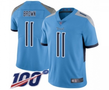 Men's Tennessee Titans #11 A.J. Brown Light Blue Alternate Vapor Untouchable Limited Player 100th Season Football Jersey