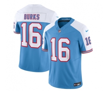 Men's Tennessee Titans #16 Treylon Burks Blue White 2023 F.U.S.E. Vapor Limited Throwback Football Stitched Jersey