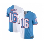 Men's Tennessee Titans #16 Treylon Burks White Blue 2023 F.U.S.E. Split Vapor Limited Throwback Football Stitched Jersey