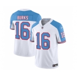 Men's Tennessee Titans #16 Treylon Burks White Blue 2023 F.U.S.E. Vapor Limited Throwback Football Stitched Jersey