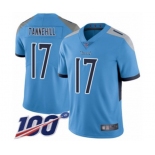 Men's Tennessee Titans #17 Ryan Tannehill Light Blue Alternate Vapor Untouchable Limited Player 100th Season Football Jersey