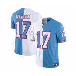 Men's Tennessee Titans #17 Ryan Tannehill White Blue 2023 F.U.S.E. Split Vapor Limited Throwback Football Stitched Jersey