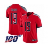 Men's Tennessee Titans #19 Tajae Sharpe Limited Red Inverted Legend 100th Season Football Jersey