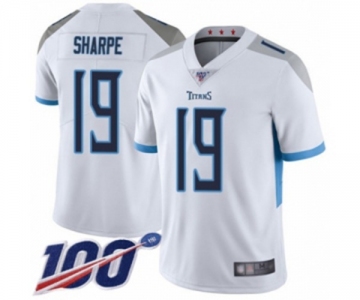 Men's Tennessee Titans #19 Tajae Sharpe White Vapor Untouchable Limited Player 100th Season Football Jersey