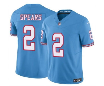 Men's Tennessee Titans #2 Tyjae Spears Blue 2024 F.U.S.E. Throwback Vapor Limited Stitched Football Jersey