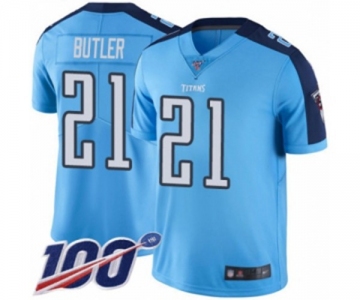 Men's Tennessee Titans #21 Malcolm Butler Limited Light Blue Rush Vapor Untouchable 100th Season Football Jersey